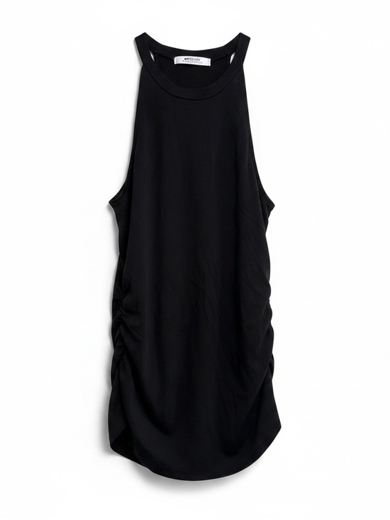 La made Dresses & Skirts - LA Made Black Ruched Mini Dress Medium NWOT Cotton Spandex Tank Dress